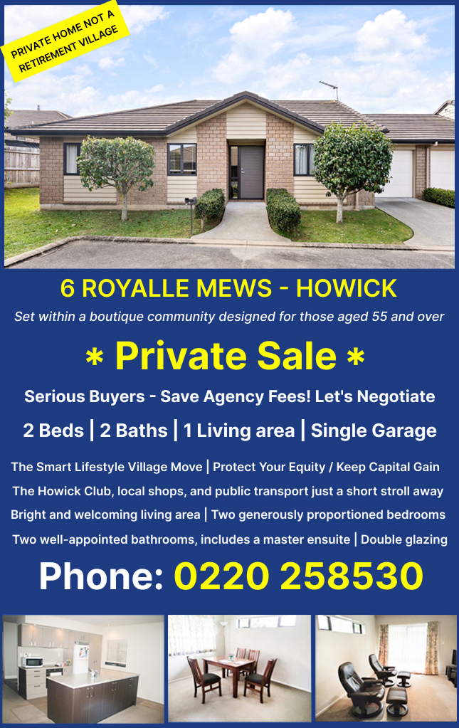PRIVATE SALE - 6 ROYALLE MEWS, HOWICK / BOTANYDOWNS